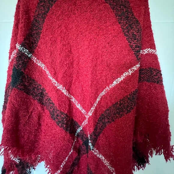 Bright Red Sweater Turtleneck Poncho - Picture 3 of 6